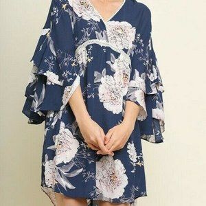 Bluheaven Umgee Dress Floral Crochet Ruffle